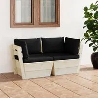 Divano da Giardino a 2 Posti su Pallet con Cuscini Legno Abete 3063391