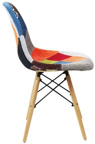 JULIETTE - sedia stile nordico patchwork con gambe in legno set da 4