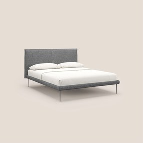 Theo letto imbottito moderno sfoderabile con piedi alti in metallo in tessuto impermeabile T10 grigio