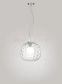 Sospensione vetro trasparente e cromo lucido skin 1 luce attacco e2...