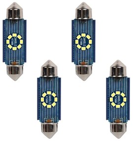 4 Pezzi Lampada Led Siluro 41mm Canbus T11 SV8.5 C5W C10W 8 SMD 2016 12V 24V 2.5W 120lm Bianco 6500K per Auto e Camion