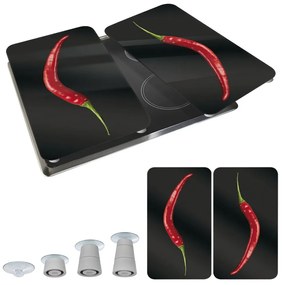 Set di 2 copri stufe in vetro, 52 x 30 cm Peperoni - Wenko