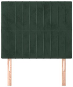 Testiera 2 pz verde scuro 80x5x78/88 cm in velluto