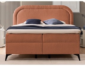 Letto boxspring arancione con contenitore 200x200 cm Ornes – Ropez