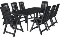 Set da Pranzo da Giardino 9 pz in Plastica Antracite cod mxl 35649