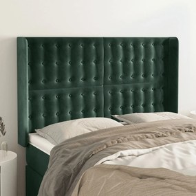 Testiera Ad Orecchio Verde Scuro 147x23x118/128cm İn Velluto /