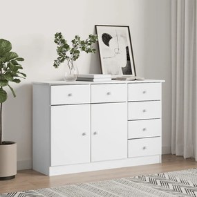 Credenza Alta Bianca 112x35x73 Cm İn Legno Massello Di Pino /