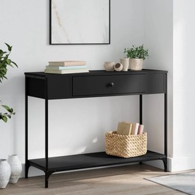 Tavolino Consolle Nero 100x34,5x75 Cm İn Legno Multistrato /