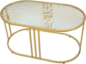 Tavolino da salotto bianco/dorato con piano in vetro 50x90 cm Antalia – Mauro Ferretti