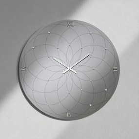 Orologio KYLE rotondo D80 cm in cristallo Fumč e numeri Argento