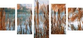 Quadri 5 pezzi – Fiume tra la natura autunnale