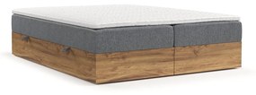 Letto boxspring con contenitore in colore grigio-naturale 200x200 cm Faro - Maison de Rêve