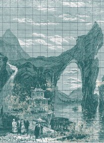 Coordonne Carta da parati panoramica Illustration Tiles - Emerald