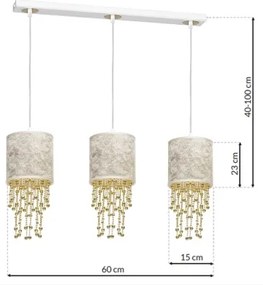 Lampadario a sospensione con filo ALMERIA 3xE27/60W/230V