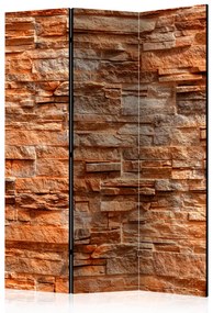 Paravento Pietra arancione (3 parti) - composizione con struttura in mattoni