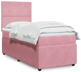 Giroletto A Molle Con Materasso Rosa 80x200 Cm İn Velluto /