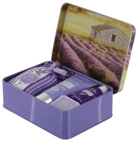 Saponetta, crema, olio e fiori lavanda cofanetto regalo casolare