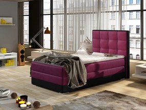 Letto singolo boxspring Lima - Tessuto fucsia + tessuto nero