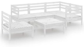 Set Divani da Giardino 6 pz in Legno Massello di Pino Bianco