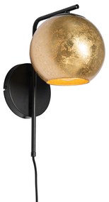 Lampada da parete smart nera con vetro oro incl. WiFi A60 - Bert
