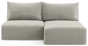 Divano angolare grigio chiaro allungabile/con contenitore (con penisola a destra) Kalena – Makamii