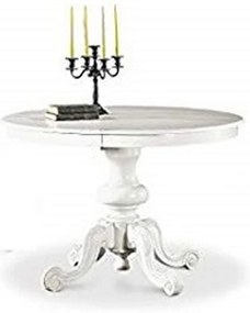 GORDON - tavolo da pranzo allungabile in legno massello tondo 120/158