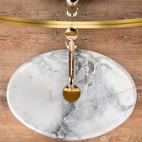 REA-U8567 - Lavabo da appoggio LINDA 34 x 48,5 cm in ceramica con finitura effetto marmo