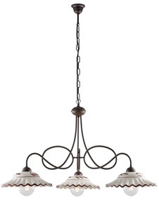 Lampadario Country Chic Bistrot 3 Luci Ruggine Con Ceramica Vietrese