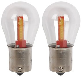 2 Pezzi Lampada Led BA15s S25 P21W 2 Cob 12V 24V 300lm 1.7W Luce Bianco Freddo Piedi Dritti H50mm