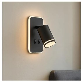 Applique LED da parete PIPE 1xGU10/10W/230V + LED/6W nero