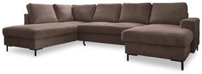 Divano letto in velluto a coste marrone (angolo sinistro) Lofty Lilly - Miuform