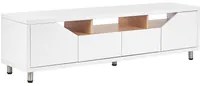 Mobile TV bianco legno chiaro 160 x 40 cm 2 ripiani a giorno alti 2 cassetti minimalista