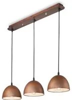 Sospensione Rustica-Country Folk Metallo Corten Ruggine 3 Luci E27