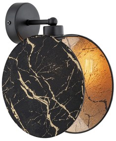 Applique 1 Luce Moderna Nut In Acciaio Effetto Marmo Nero