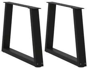 Gambe Per Tavolo Da Pranzo A V 2 Pz Nero 60x(42-43,3)cm Acciaio /