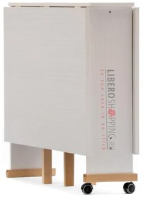 Tavolo richiudibile legno formica con ruote 140x90 cm GIORGIA Bianco
