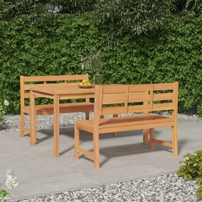 Set da Pranzo per Giardino 3 pz in Legno Massello di Teak