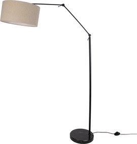 Lampada da terra nera regolabile con paralume in tessuto teddy beige 50cm - Editor