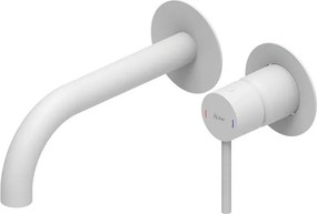 Rubinetto per lavabo ad incasso getto laminare cristallino TAYRONA bianco verniciato opaco HUBER H 8 cm