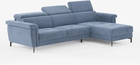 Capri Divano letto angolare con penisola contenitore e poggiatesta reclinabili - elegante tessuto smacchiabile T30