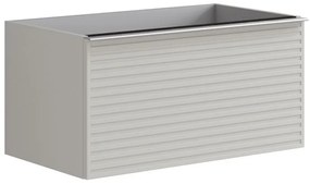 Mobile da bagno sotto lavabo Pixel stripes frontale grigio pastello e maniglia alluminio brillante laccato opaco L 80 x H 40 x P 45.5 cm 2 cassetti, lavabo non incluso