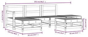 Set Salotto da Giardino 6 pz in Legno Massello di Pino