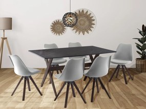 Tavolo da pranzo 6 coperti in MDF e Faggio Antracite e Naturale scuro - SERANI