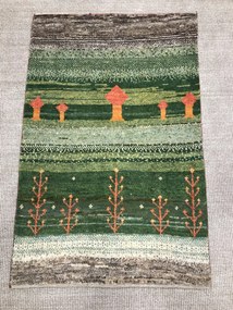Gabbeh Tappeto persiano 110 x 70 Verde (Iran) Annodato A Mano