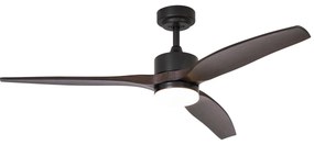 Ventilatore da soffitto Nero con effetto legno 132 cm con LED dimmerabile incluso e telecomando - Joly