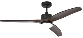 Ventilatore da soffitto nero con stampa legno 132 cm con LED dimmerabile con telecomando - Joly