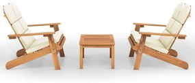 Set salotto da giardino adirondack 3pz legno massello di acacia