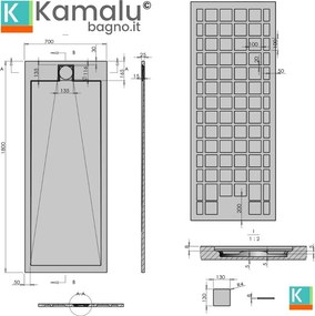 Piatto doccia in resina 70x180 effetto pietra | KR1000 - KAMALU