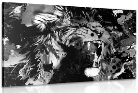 Quadro su tela – Testa di leone in bianco e nero