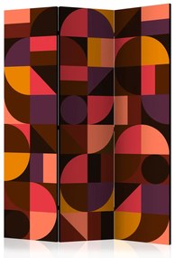 Paravento separè Mosaico Geometrico (Rosso) (3-parti) - forme vivaci
